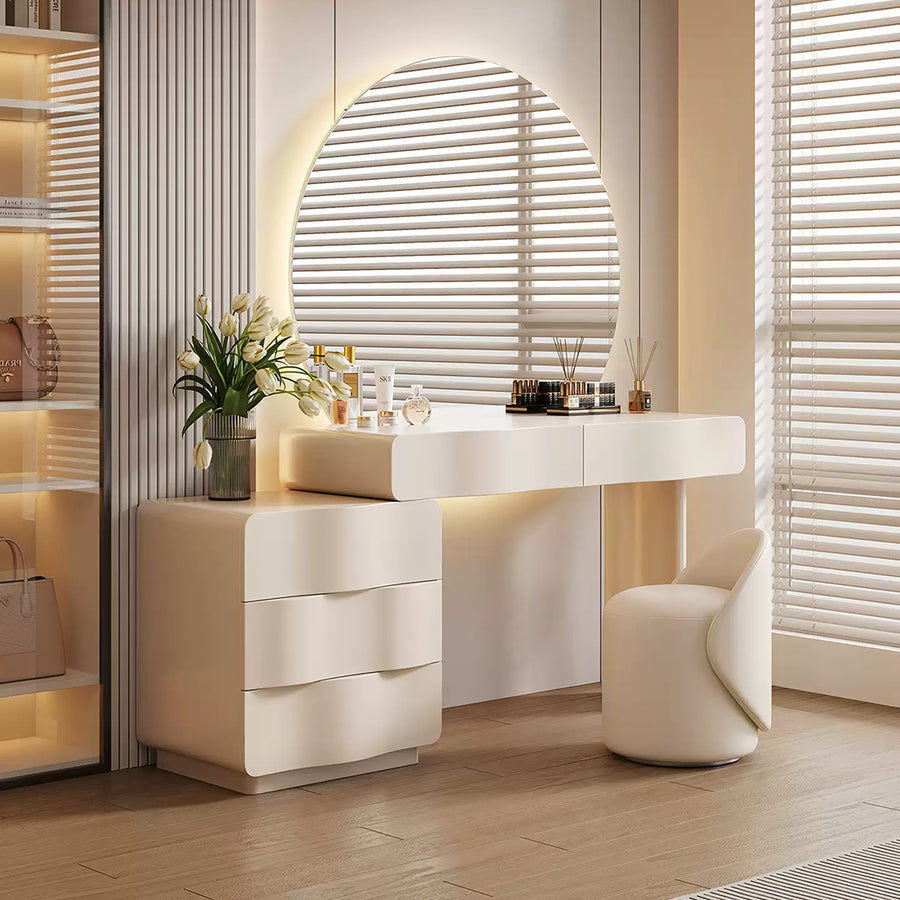 Turner Dressing Table With Large LED Mirror front view as a modern dressing table