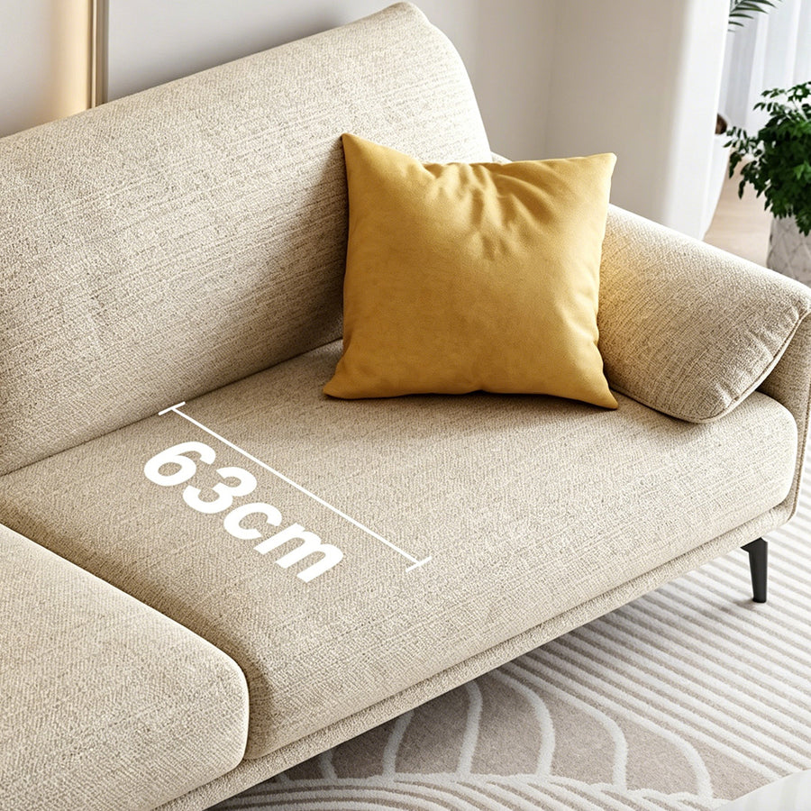 Oakley S11 Two Seater Sofa, Linen side view and sofa proportion