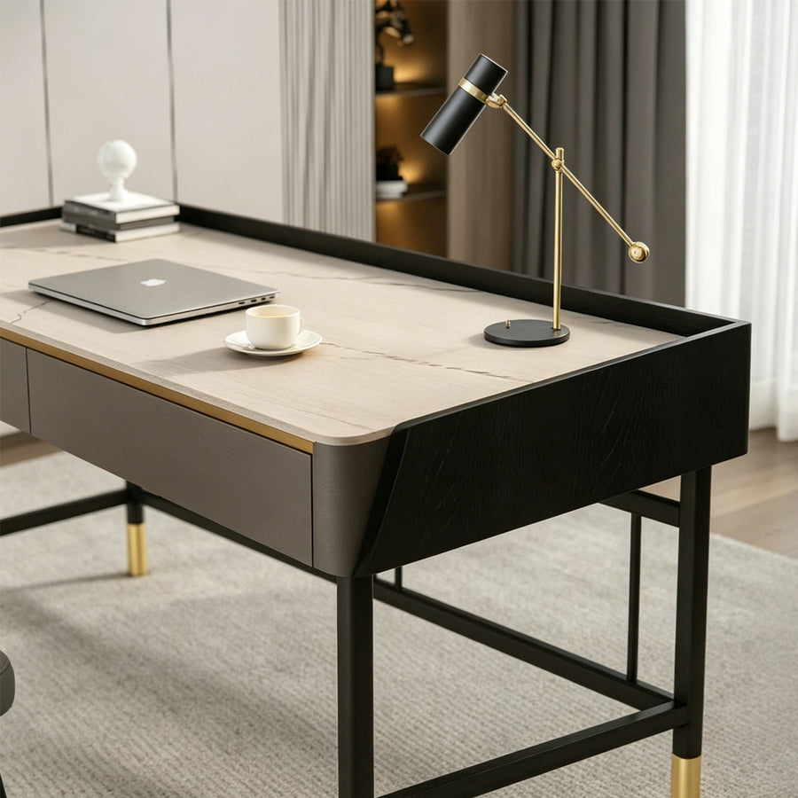 Abner Office Desk, Marble Effect