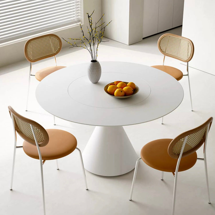 Ozzie Round Dining Table lifestyle view with marble 4 seater dining table