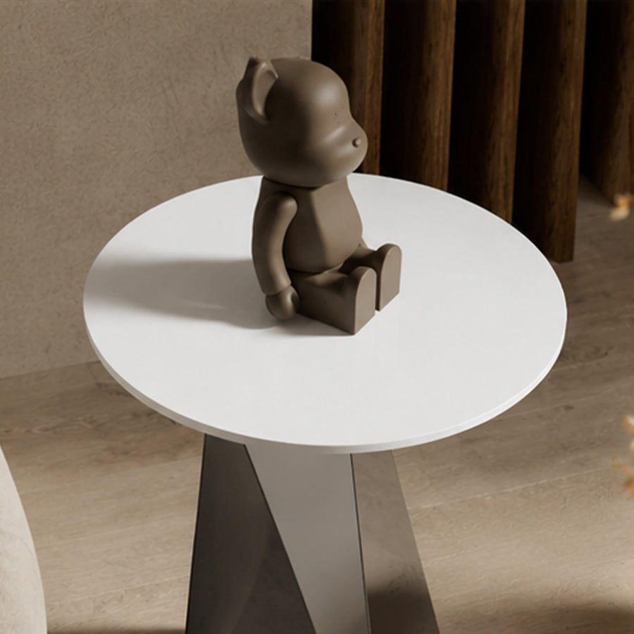 Dorothy Side Table, Sintered Stone & Stainless Steel Base