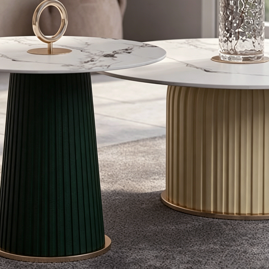 Erica Coffee Table Set, Black & Beige