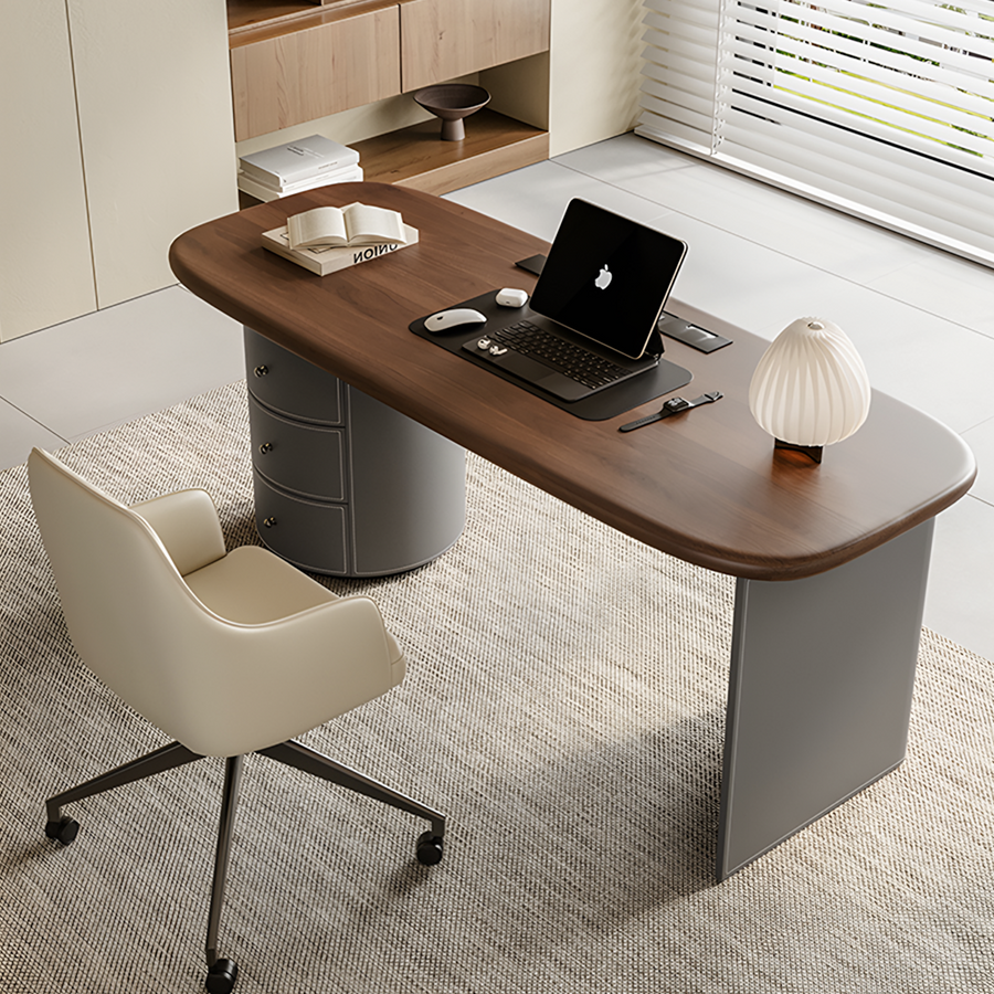 Simao Office Desk With Storage Drawers, Solid Wood - simao office drawers solid wood office desk UK