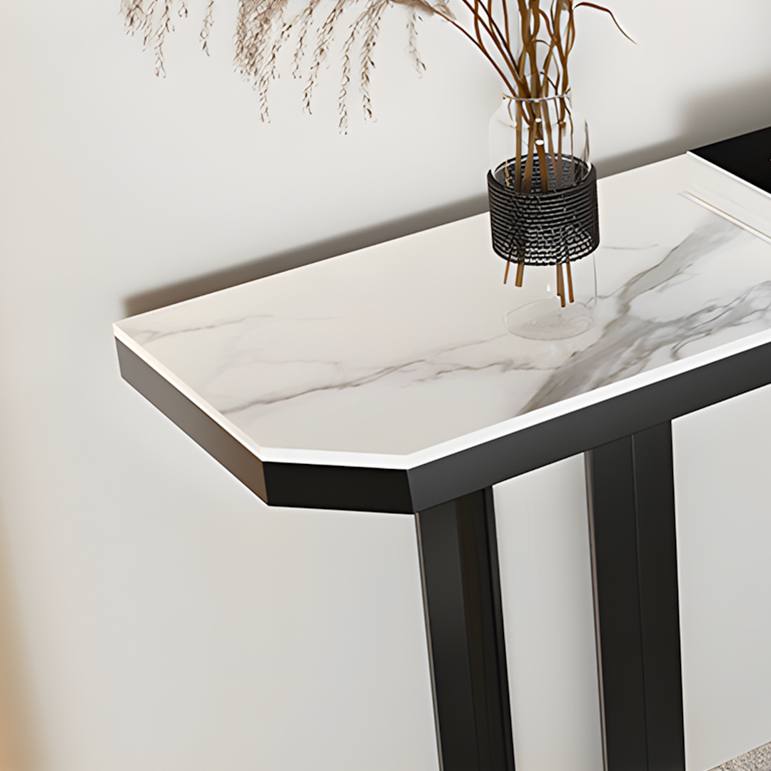 Huli Metal Modern Console Table, Black & White-Rit Concept-Rit Concept