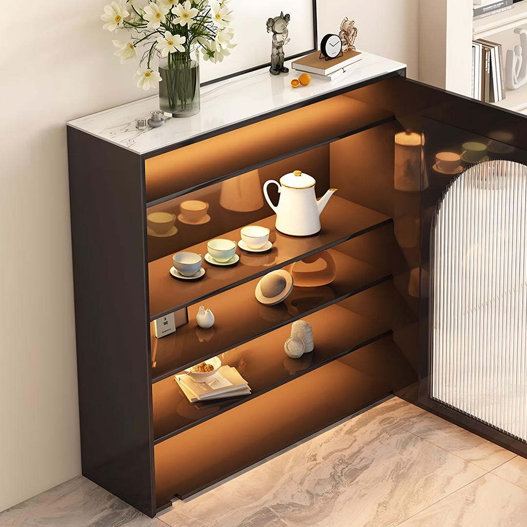 Amanda Slim Sideboard With Glass Door, Black-Rit Concept-Rit Concept