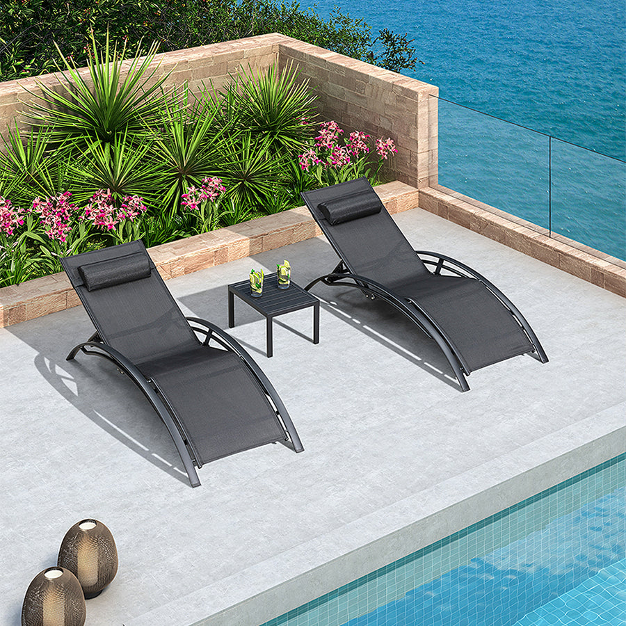 Chappell Reclining Sun Lounger With Pillow, Outdoor styled for garden lounge chair