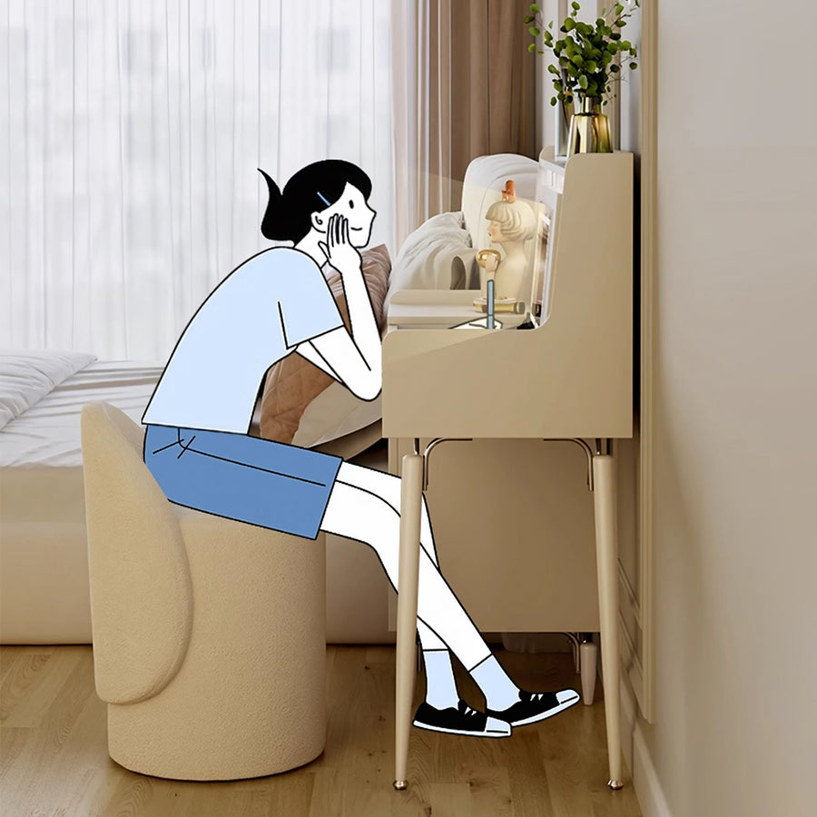 Layla Slimline Dressing Table, Small Dressing Table storage detail and media unit finish