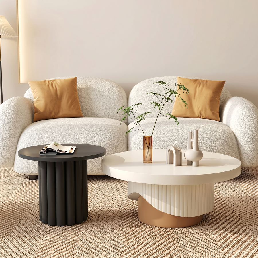 Cecily Living Room Set Round Nesting Coffee Table Set