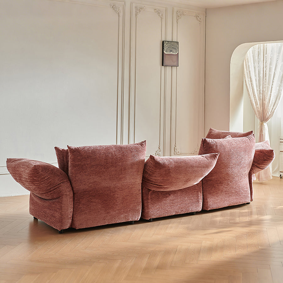 Berisha Petal Three Seater Corner Sofa side view showing sofa proportions