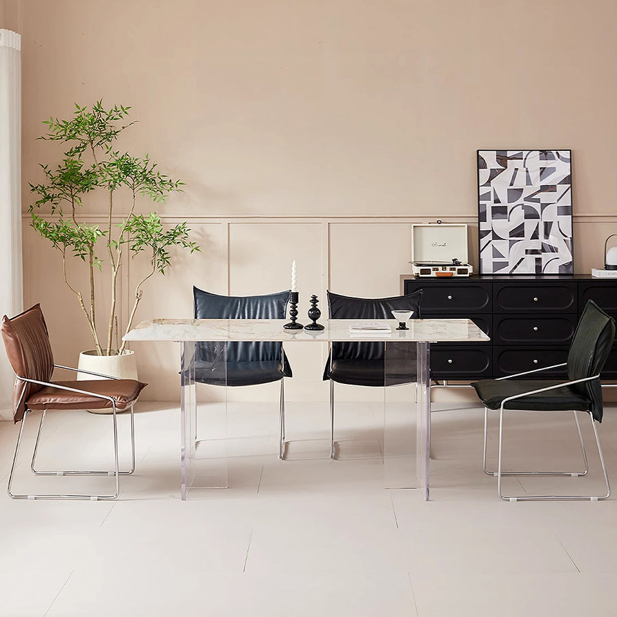 Egan Dining Chair With Armrests, Leather