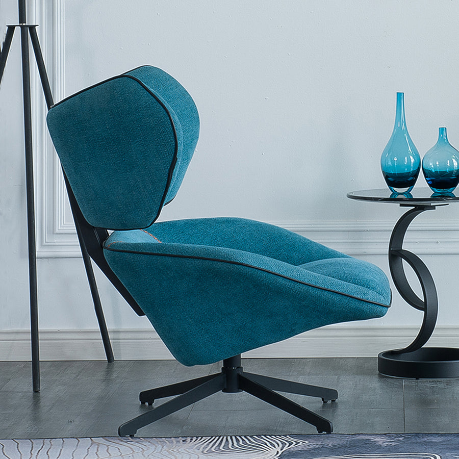 Gallo Swivel Lounge Chair With Footstool, Blue in a modern UK home