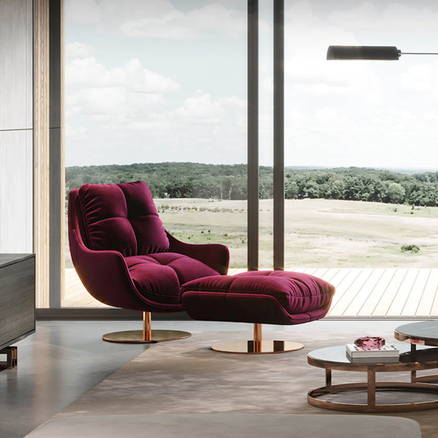 Bonnet Swivel Lounge Chair With Ottoman in a modern UK home