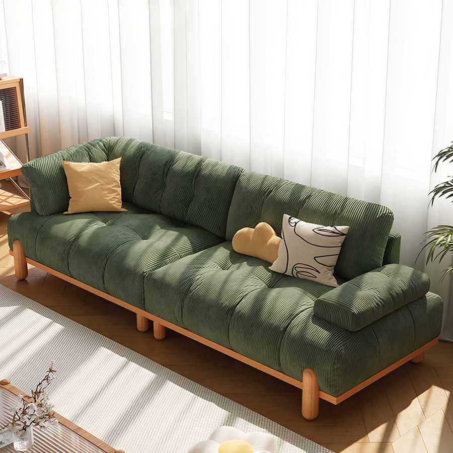 Ariadna Comfy Two Seater, Three Seater Sofa, Suede upholstery and cushion detail