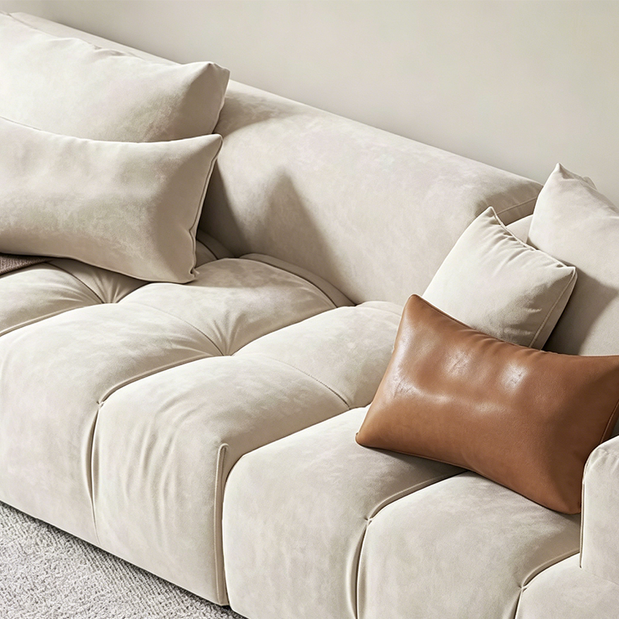 Moira Two Seater Sofa, Three Seater Sofa, Velvet side view and sofa proportion