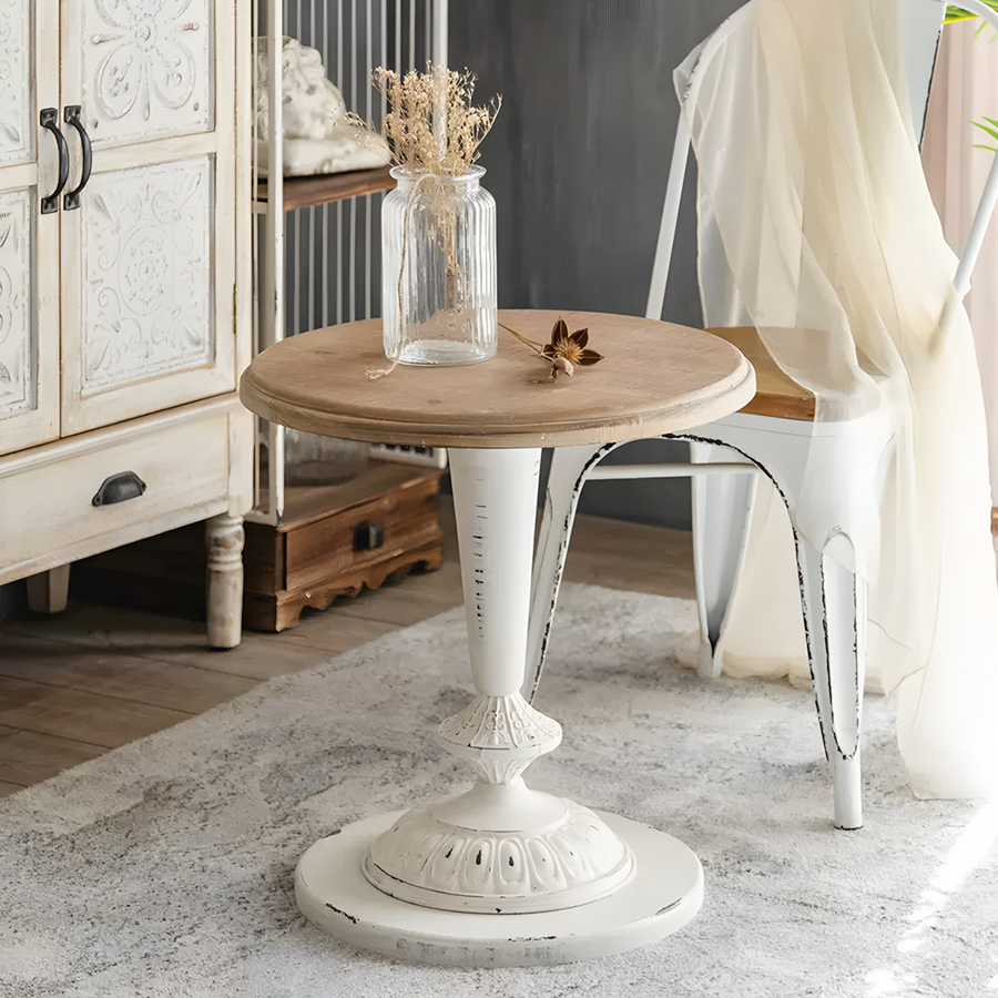 Iphigenia Retro Side Table, Wood Top in a modern UK home