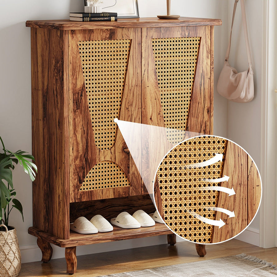 Crusoe Rattan Shoe Cabinet in a modern UK home