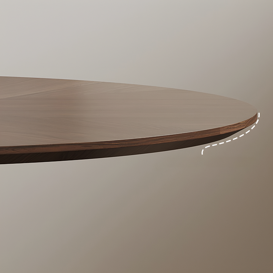 Justina Small Round Dining Table detail showing table finish and proportions