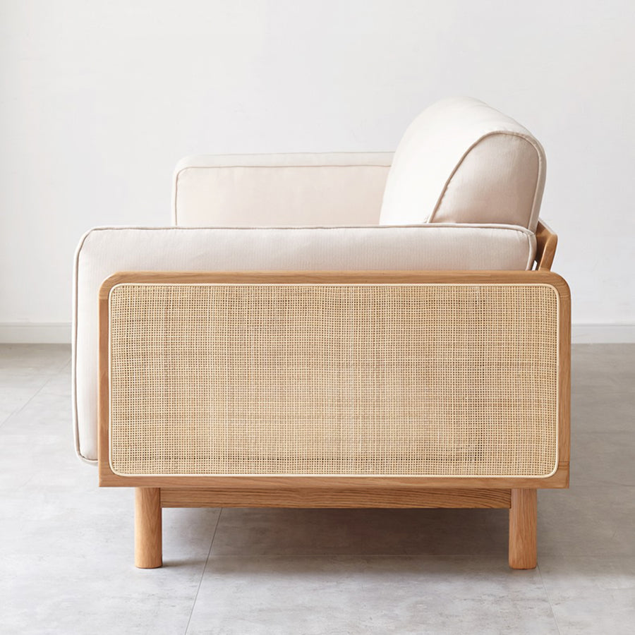 Villa Rattan Two Seater Sofa upholstery and cushion detail