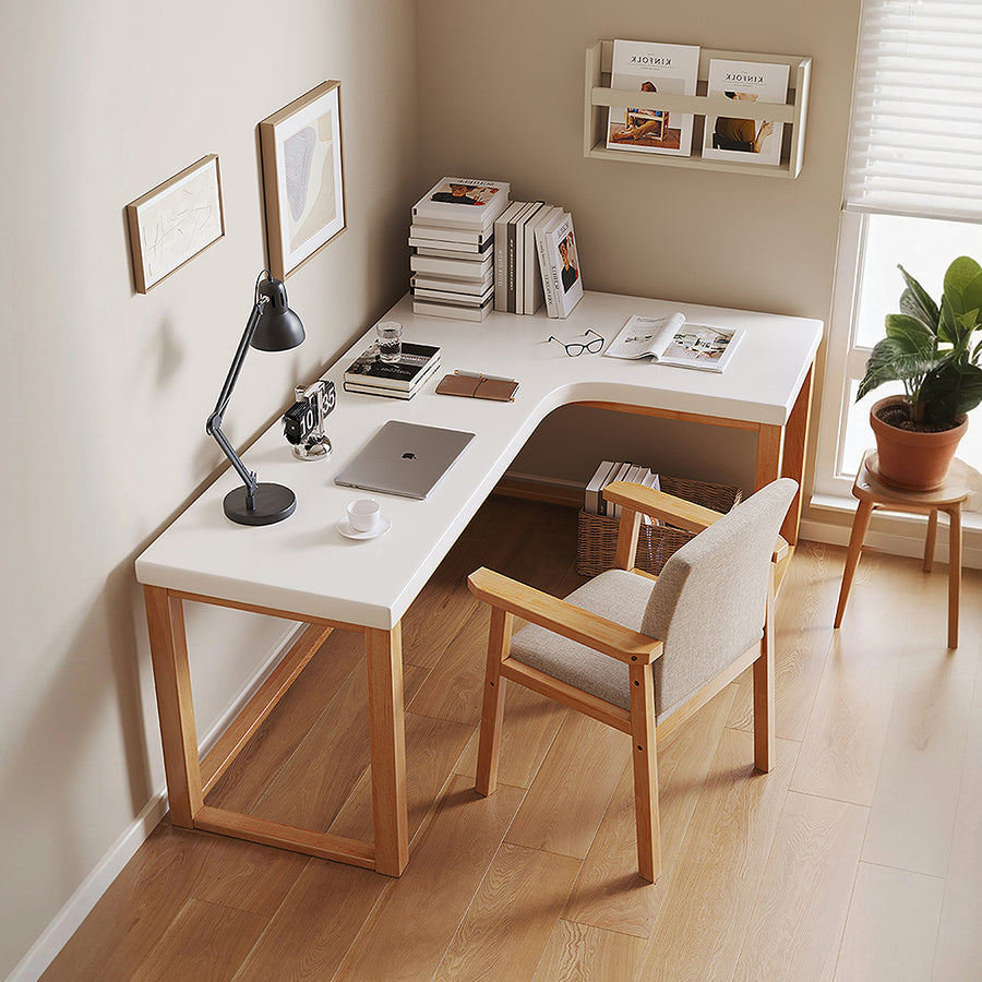 Amari L Shape Office Desk With Chest of Drawers, More Colors detail view for l shape office oak office desk UK