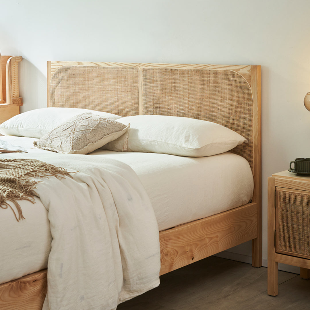 Mason King Size Bed, Superking Size Bed, Rattan & Solid Wood, Oak