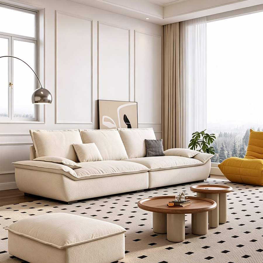 Rowan Two Seater & Three Seater Sofa, Cotton Linen front view as a small two seater sofa