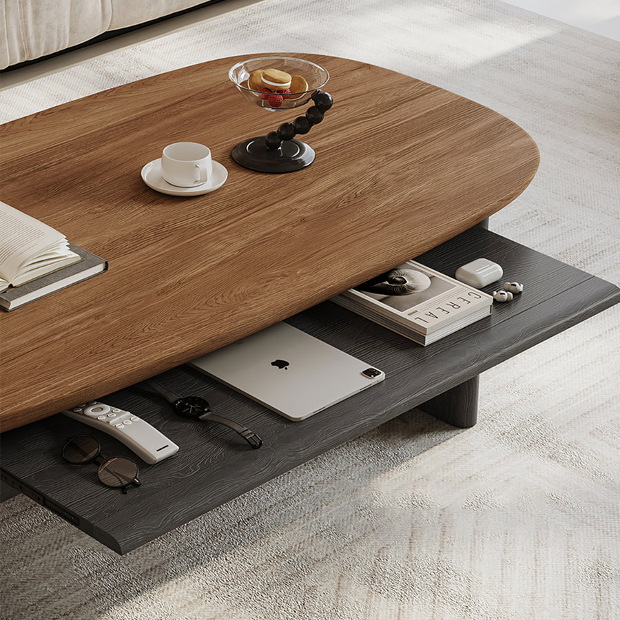 Knight Coffee Table With Storage, Wood, Oval in a modern UK home
