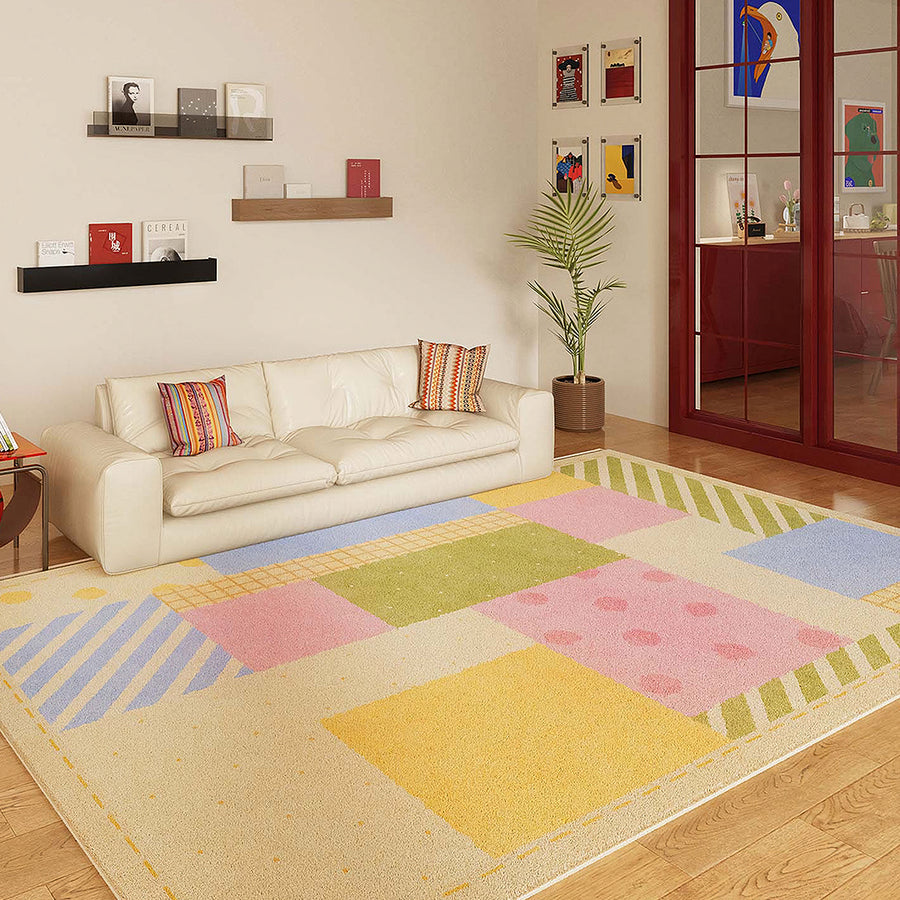 Lacey Grid Patchwork Rug - living room rug UK