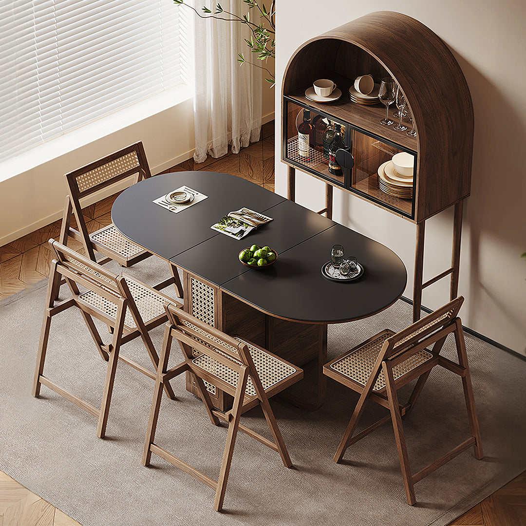 Reddy Fold Away Dining Table With Sideboard, Walnut