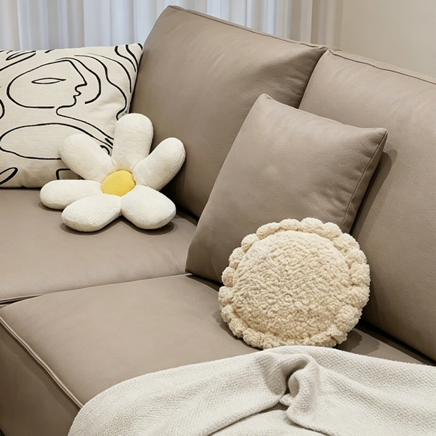 Zora Two Seater Sofa, Real Leather, Beige side view and sofa proportion