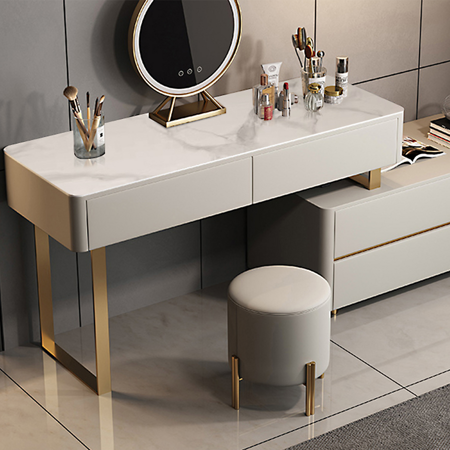 Hastings Corner Dressing Table With Sideboard & Mirror storage detail and media unit finish
