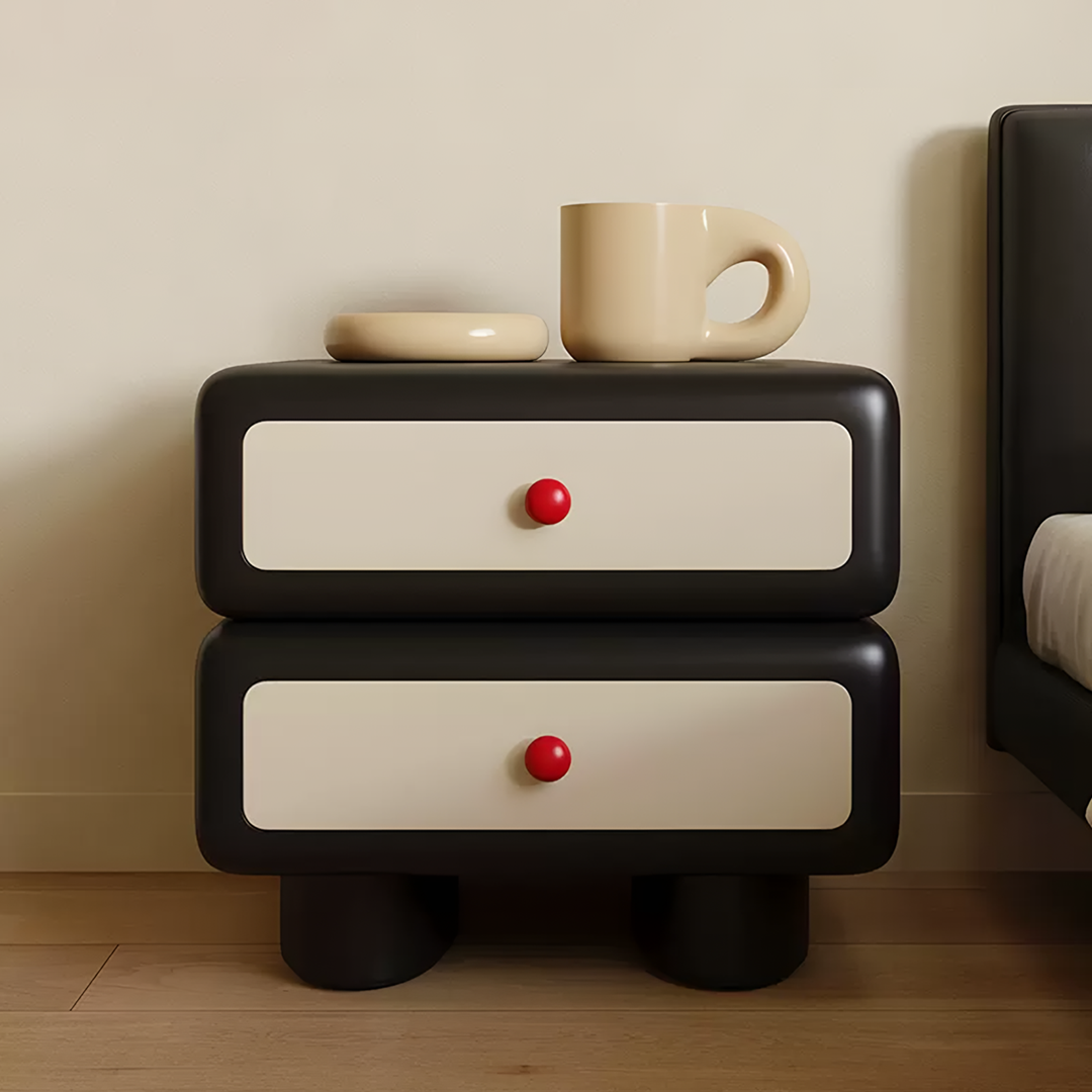 Alicia Wood Bedside Table, Cream-Rit Concept-Rit Concept