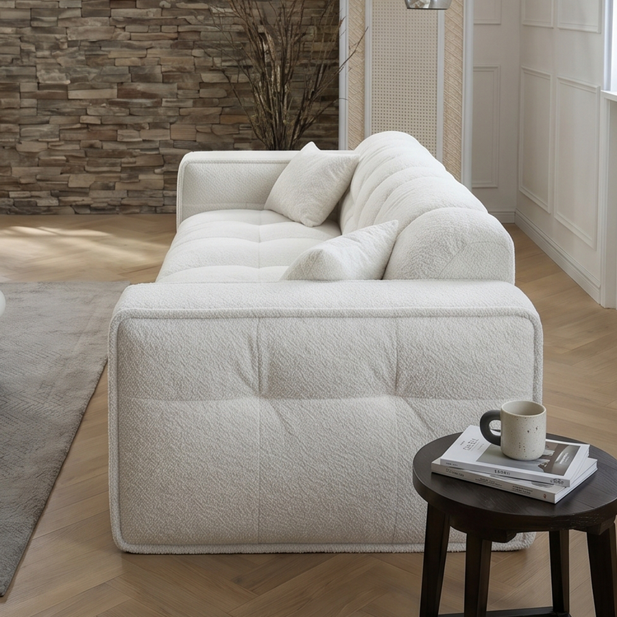 Rita Two Seater, Three Seater, Four Seater Sofa, Boucle upholstery and cushion detail