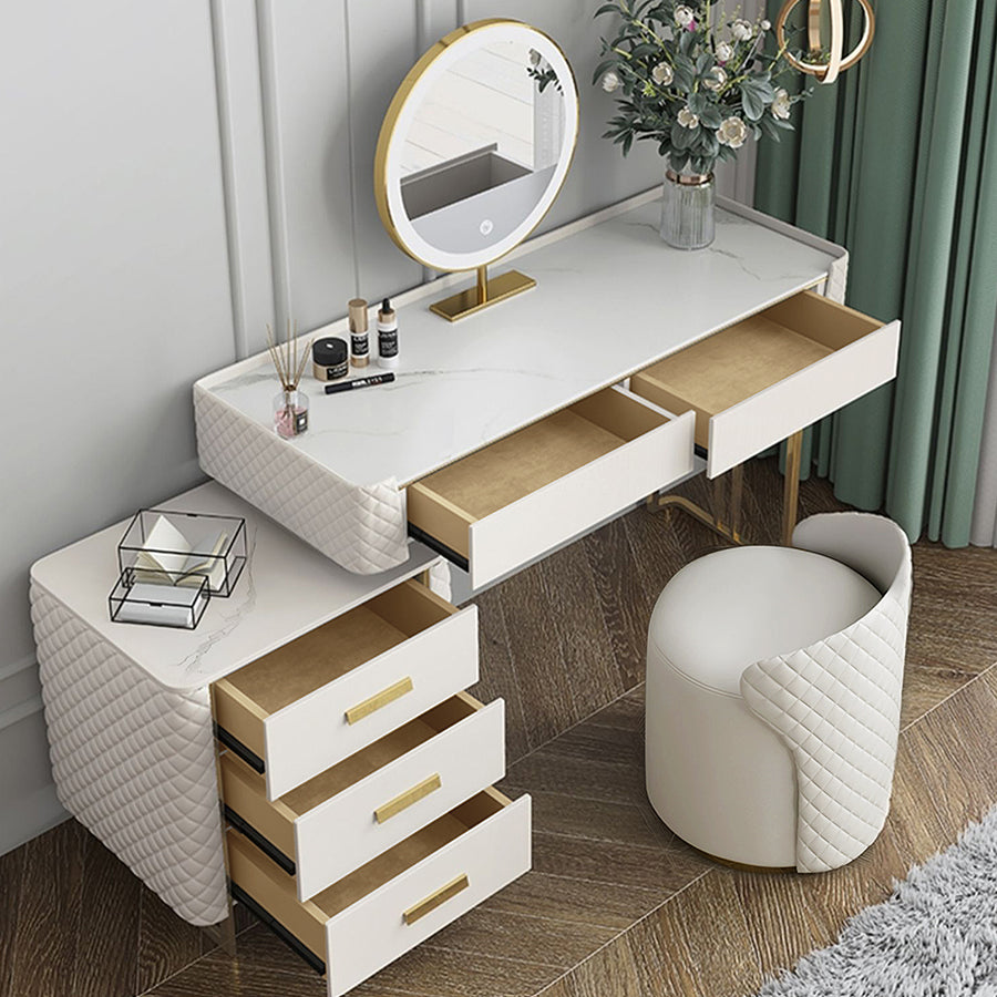 Devorit Dressing Table storage detail and media unit finish