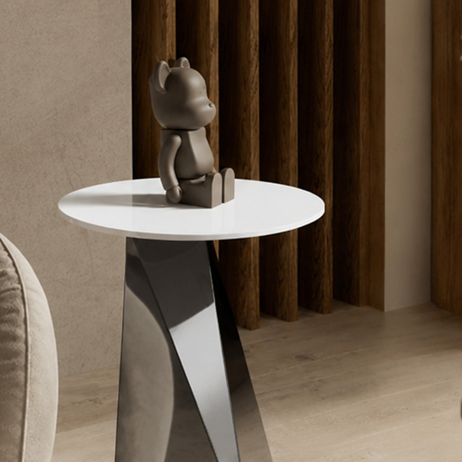 Dorothy Side Table, Sintered Stone & Stainless Steel Base