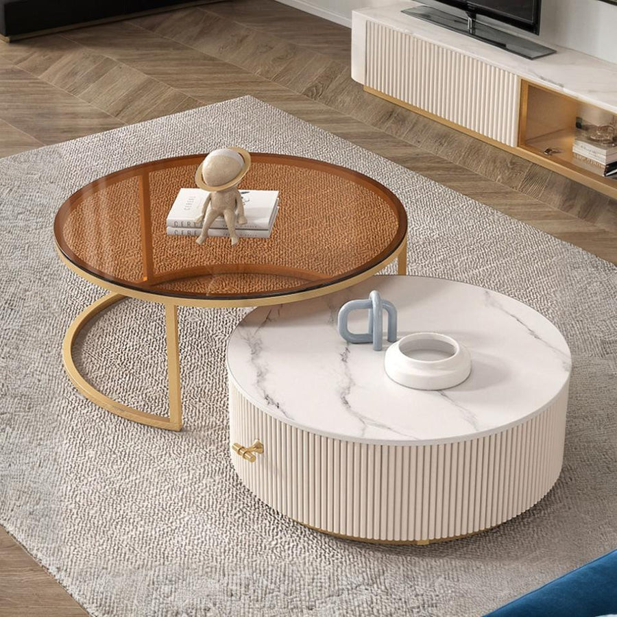 Anastasia Nesting Coffee Table, Glass - anastasia glass nesting coffee table UK