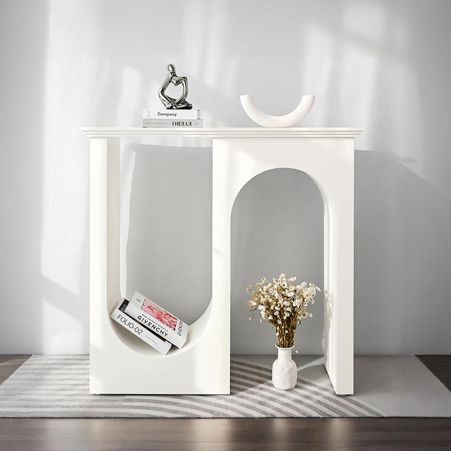 Hadza U Shape Console Table, White - wooden console table UK