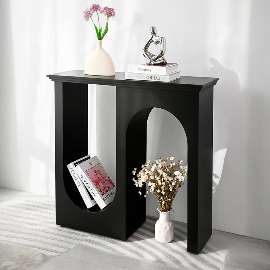 Hadza U Shape Console Table, Black - black console table UK