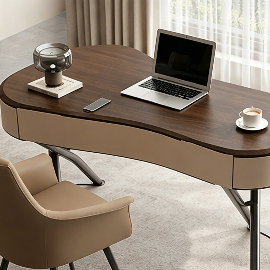 Saanvi Modern Office Desk For Home, Curved Office Desk