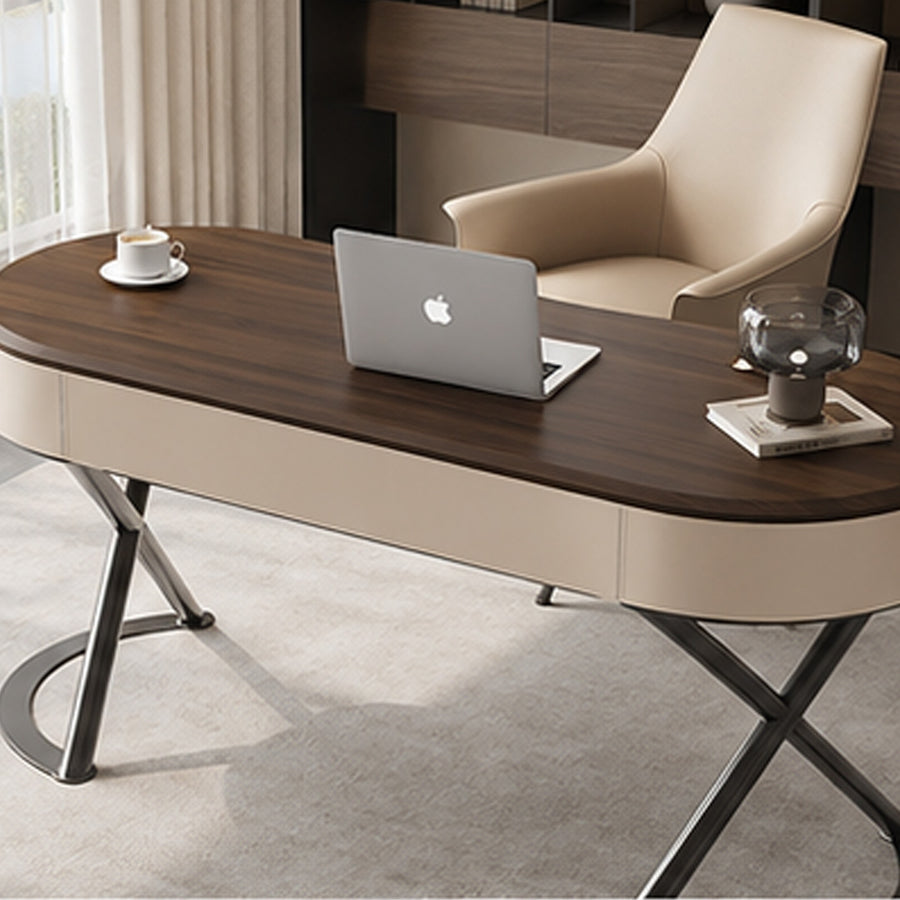 Saanvi Modern Office Desk For Home, Curved Office Desk