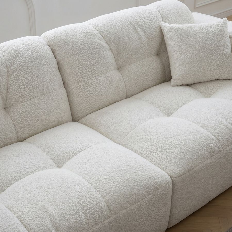 Rita Two Seater, Three Seater, Four Seater Sofa, Boucle compact living room seating idea