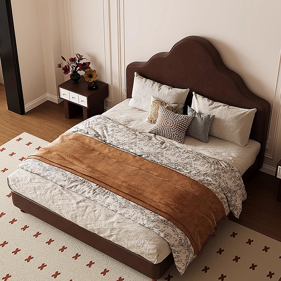 Elara Double Bed, King Size, Super King Size, Flannelette - wooden bed frame with storage