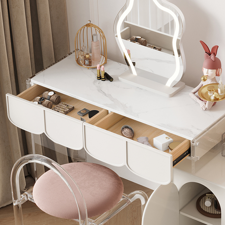 Brennan Dressing Table With Sideboard room setting for TV storage