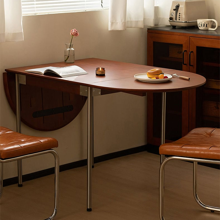 Tsvetkov Foldable Dining Table, Oval lifestyle view with solid wood oval dining table