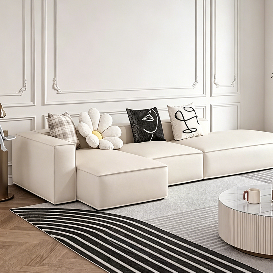 Milton Two Seater Sofa, Four Seater Corner Sofa, Leathaire upholstery and cushion detail