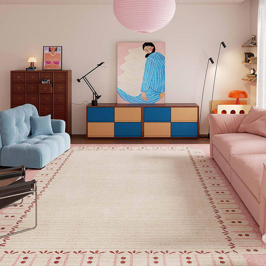 Sofia Blush Gradient Cloud Rug, Various Styles Available detail view for patterned area rug