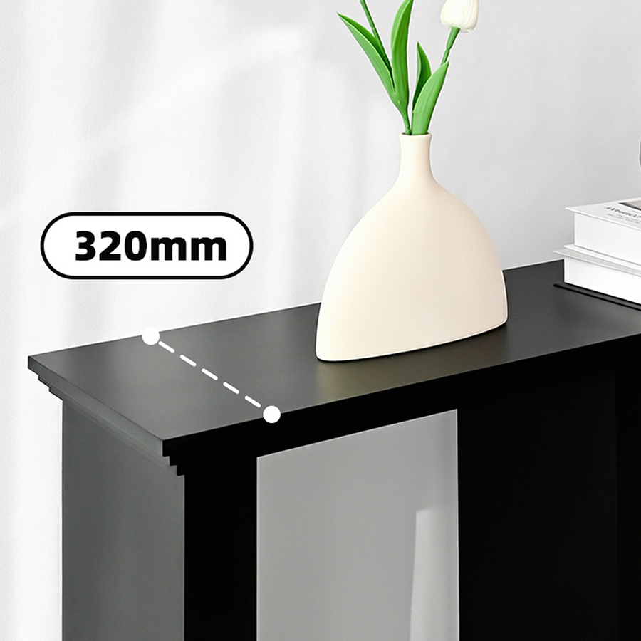 Hadza U Shape Console Table, White detail view for wooden console table UK