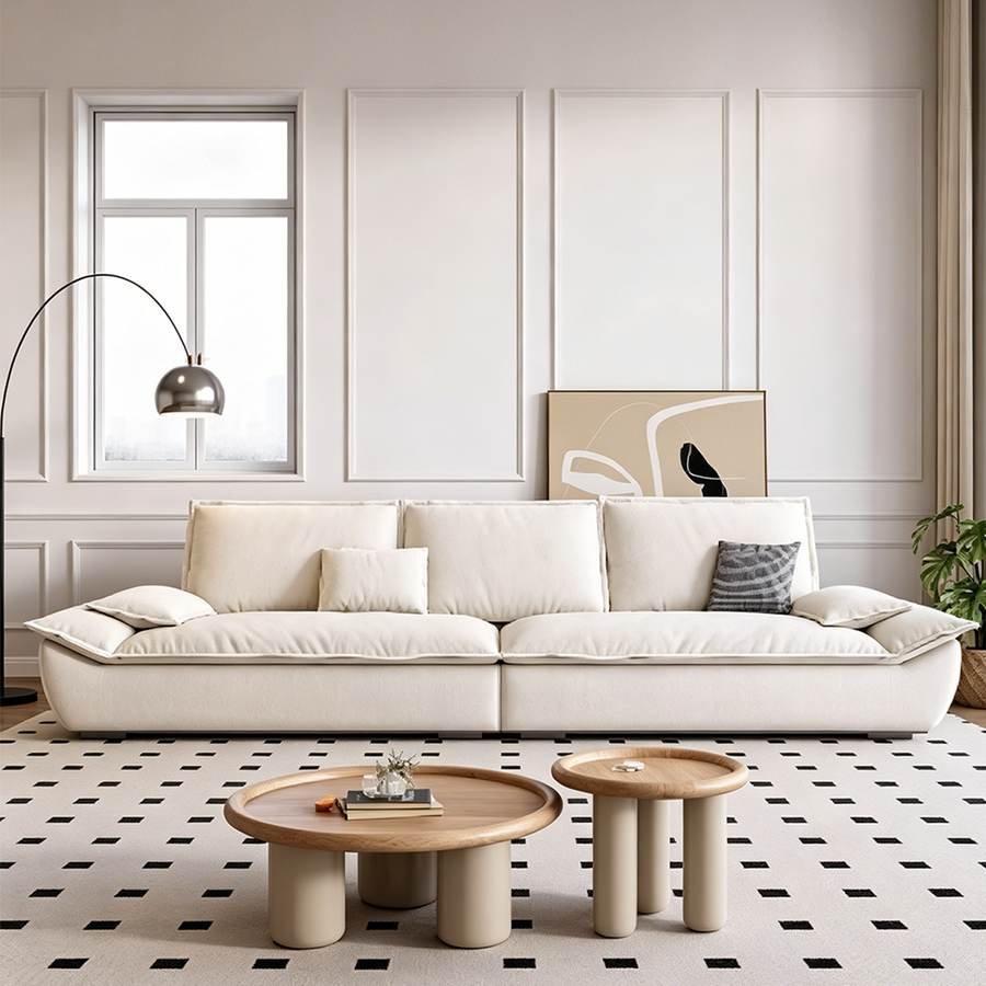 Rowan Two Seater & Three Seater Sofa, Cotton Linen lifestyle view with high back two seater sofa