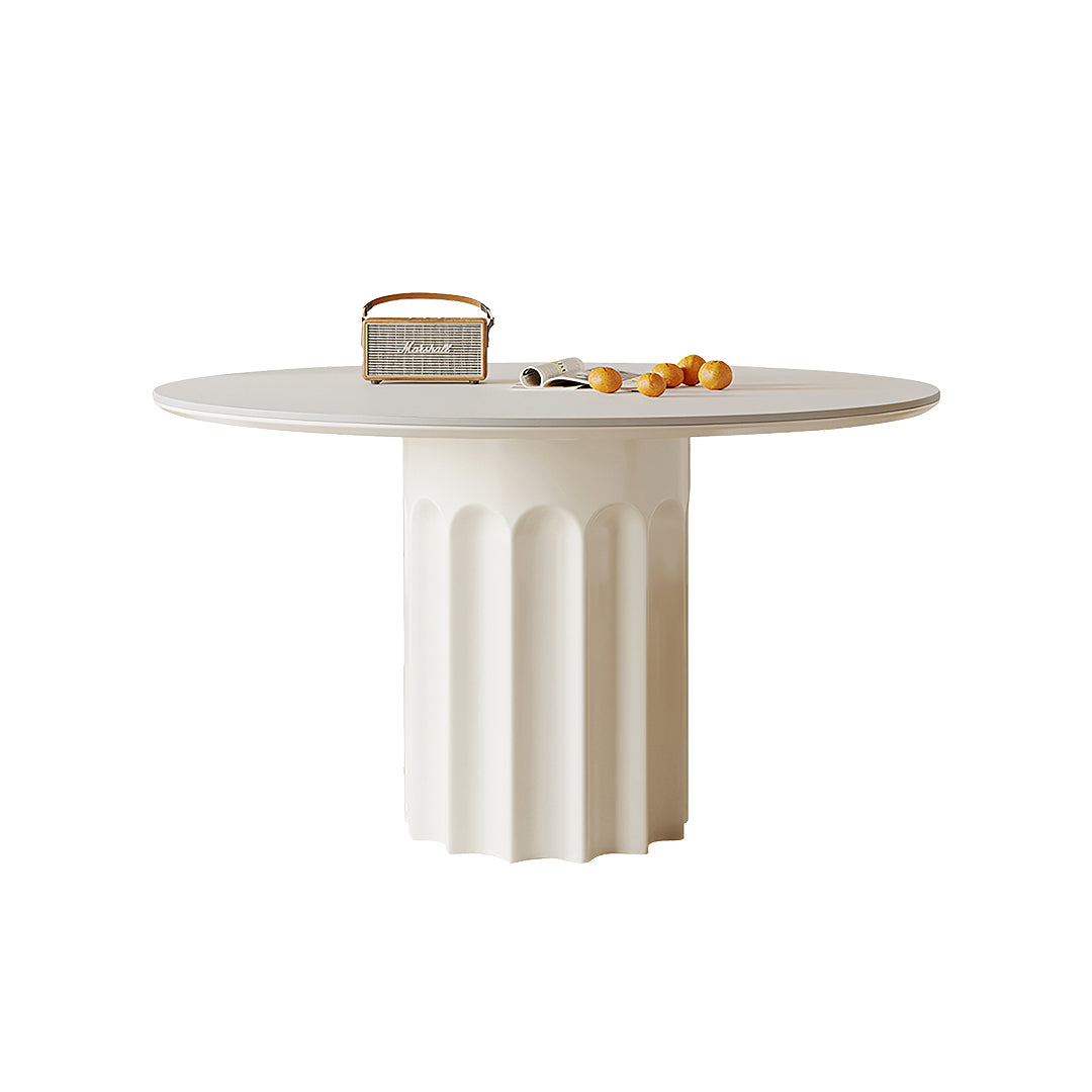 Heman Round Dining Table, White & Cream