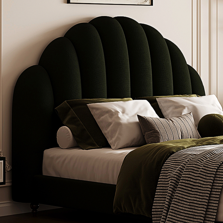 Persephone Shell Double Bed, King Size, Super King Size, Flannelette - modern bed frame with storage