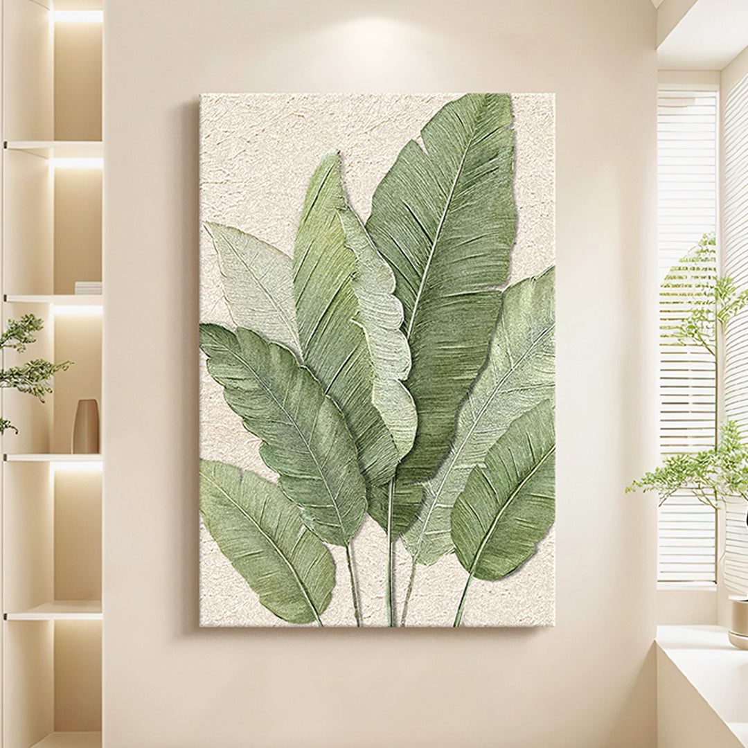 Green Leaves Framed Wall Art Print Multiple Size